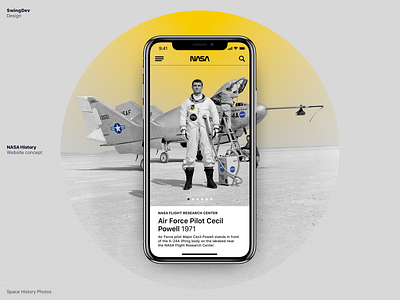 NASA History – Website Concept astronaut clear concept cosmos design grey mobile simple space ui universe web white yellow