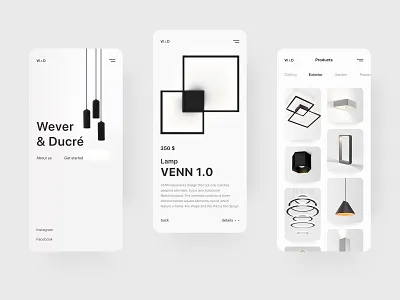 Wever & Ducre cart catalog clean concept ecommerce mobile online store product card ui ux white
