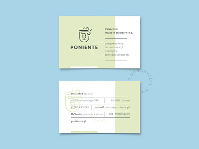 PONIENTE WINE business card business card design wine wine shop