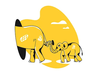 Follow me! animals character design child design elephant help illustration product ui webdesign