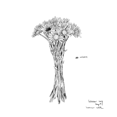 Misfit artistic black and white digital drawing floral flowers illustration illustration art inktober inktober2019 ipadpro misfit painting sketch sunflowers