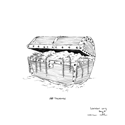 Treasure artistic black and white comic digital drawing illustration illustration art inktober inktober2019 ipadpro line art painting plant treasure treasure chest