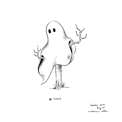 Ghost black and white comic digital drawing ghost illustration illustration art inktober inktober2019 ipadpro line art linework painting plant spooky tree