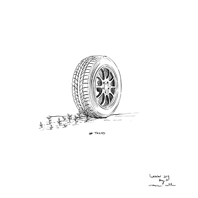 Tread black and white comic digital drawing illustration illustration art inktober inktober2019 ipadpro painting plant sketch tire tread wheel