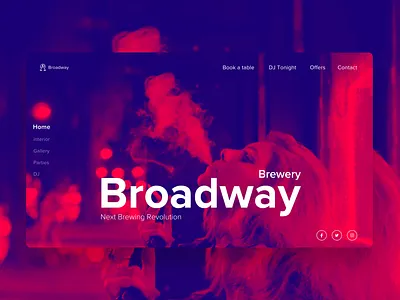 Broadway Brewery Landing page - Branding adobe xd banner brand identity branding brewery clean dj flat landingpage logo pubs ui ui design ux website