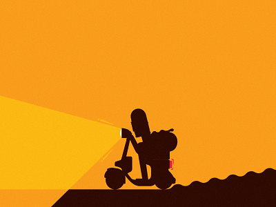 Vespa scooter silhouette 2d ai animation bike cartoon character classic flat helmet historic illustration illustrator light night scene scooter speed vector vespa
