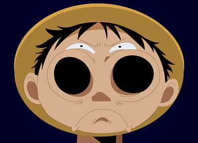 spooky face luffy illustration kaizoku luffy one piece pirate king spooky straw hat vector