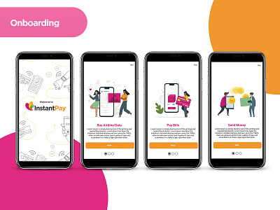 Instant pay On boarding app dailyui dribbble illustration lightdesign mobileapp mobilepaymentapp onboarding payment app ui ux uxdesign vector