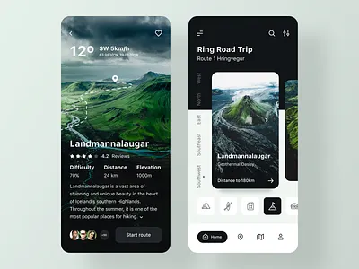 Iceland Travel Guide // Hringvegur app app design clean guidebook iceland iceland travel app ios minimal mobile mobile app mobile app design tourism travel travel app travelling trip ui uidesign ux