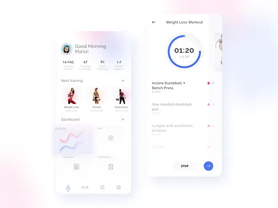 Fitness App application design exercises fitness app mobile interface profile sports design timer ui ux