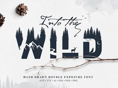 Into The Wild - Double Exposure Font branding double exposure font font design fonts graphic graphicdesign illustration lettering logo font logo fonts retro font sans serif type design typeface typefaces typography vintage font