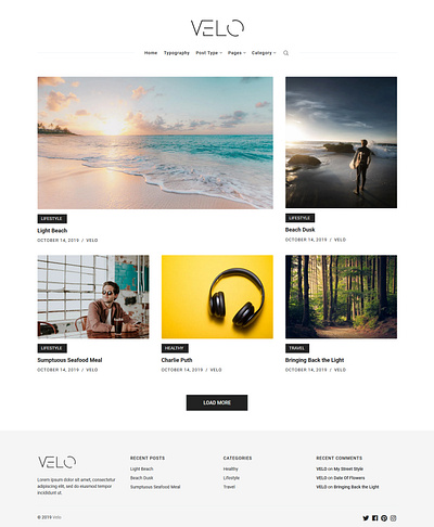 Velo - Minimal Blog WordPress Theme blog creative food gallery lifestyle minimal modern personal photography theme