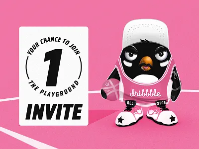 Dirbbble Invite all star artwork basketball character design digital art drawing dribbble dribbble invite illustraion invite jersey join penguin player playgorund prize sneakers