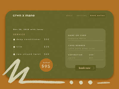 Daily UI :: 002 - Credit Card Checkout 002 checkout credit card daily ui natural hair salon texture ui