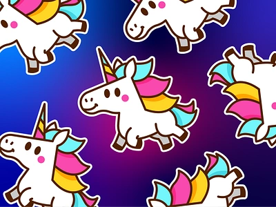 Unicorn Pony animal cartoon character colorful cute fantasy flat funny girl graphic design horse illustration logo mascot outline pony rainbow sticker sweet unicorn