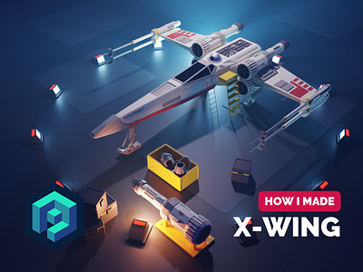 Star Wars X-Wing Tutorial 3d blender diorama fanart illustration low poly lowpoly lowpolyart render star wars tutorial x wing