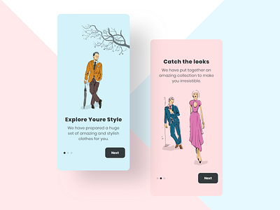 Fashion app onboarding app illustration mobile design onboarding onboarding screen pastel colors ui