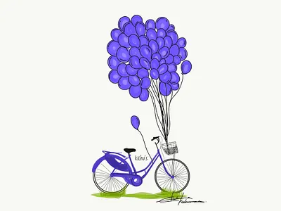 Life is a beautiful Ride adobe adobe draw art baloons bicycle blue design handdrawn illustration illustrator life