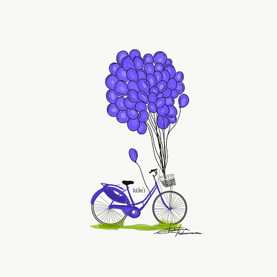 Life is a beautiful Ride adobe adobe draw art baloons bicycle blue design handdrawn illustration illustrator life