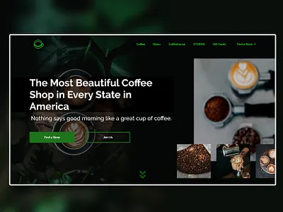 Landing page for a Coffee Shop coffee coffee shop colorful design green landing page photoshop ui ui design uiux web design website xd xd design
