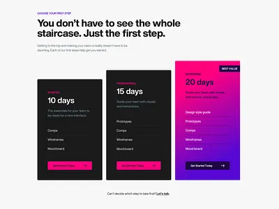 Tier Packages actions clean colorful desktop gradient lists minimal options packages pink pricing table purple section simple tiers