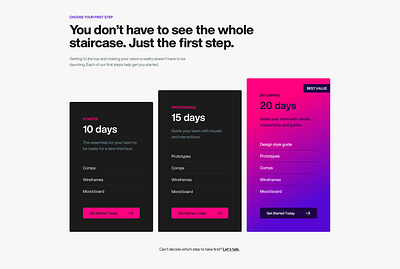 Tier Packages actions clean colorful desktop gradient lists minimal options packages pink pricing table purple section simple tiers