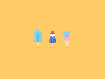 Social 'Sicle facebook ice cream ice cream cone icons illustration illustrator linkedin popsicle social media twitter vector