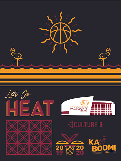 Let's Go Heat art basketball branding design illustration illustrator logo nba typography vector