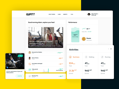 iWatt Sport mobile app czech dashboard dashboard ui iwatt mobile app prague qusion sport tracker ui uiux web app webdesign yellow