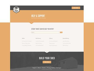 Wards Sheds Help & Support UI app contrast design focuslab icon illustration logo typography ui uidesign ux web webapp webapplication webdesign website