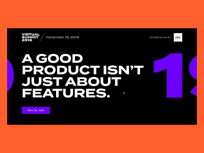 Virtual Summit 2019 Landing Page branding landing page typography uxpin web website website design