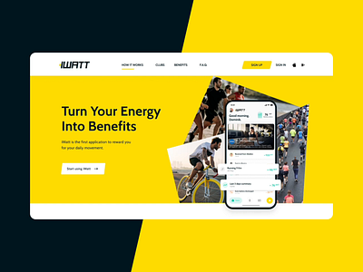 Iwatt Website homepage iwatt landing sport web website yellow