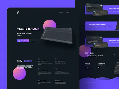 Probot Landing bot discord illustration landing page ui