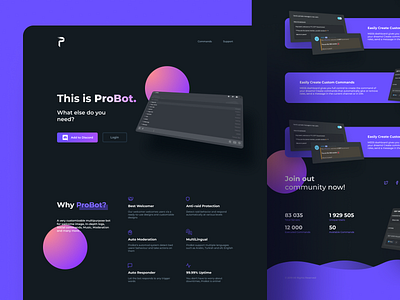 Probot Landing bot discord illustration landing page ui