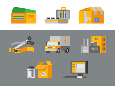 Icons for chemical plant car chemical chemistry equipment factory icon icons illustration money set sign symbol vector