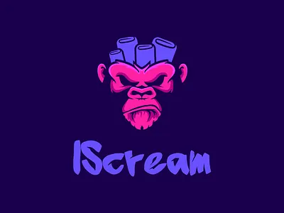 I Skream Logo brand branding design icecream logo logotype monkey typography vector