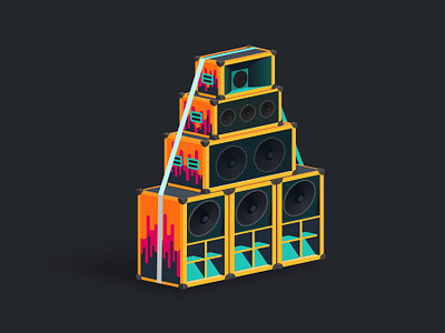 Sound System Stack affinity affinity designer dub illustration isometric reggae vector