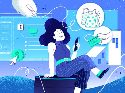 E-commerce in Space editorial art email art illustration newsletter art photoshop art
