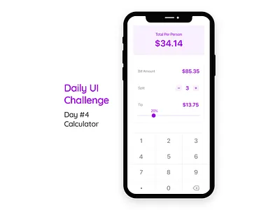 Tip Calculator calculator calculator app calculator ui daily 100 challenge daily ui dailyui004 dailyuichallenge mobile mobile app tip calculator ui challenge
