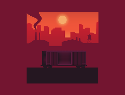Lonely Boxcar boxcar design digital digital art digital illustration illustration industrial industry train trains vector