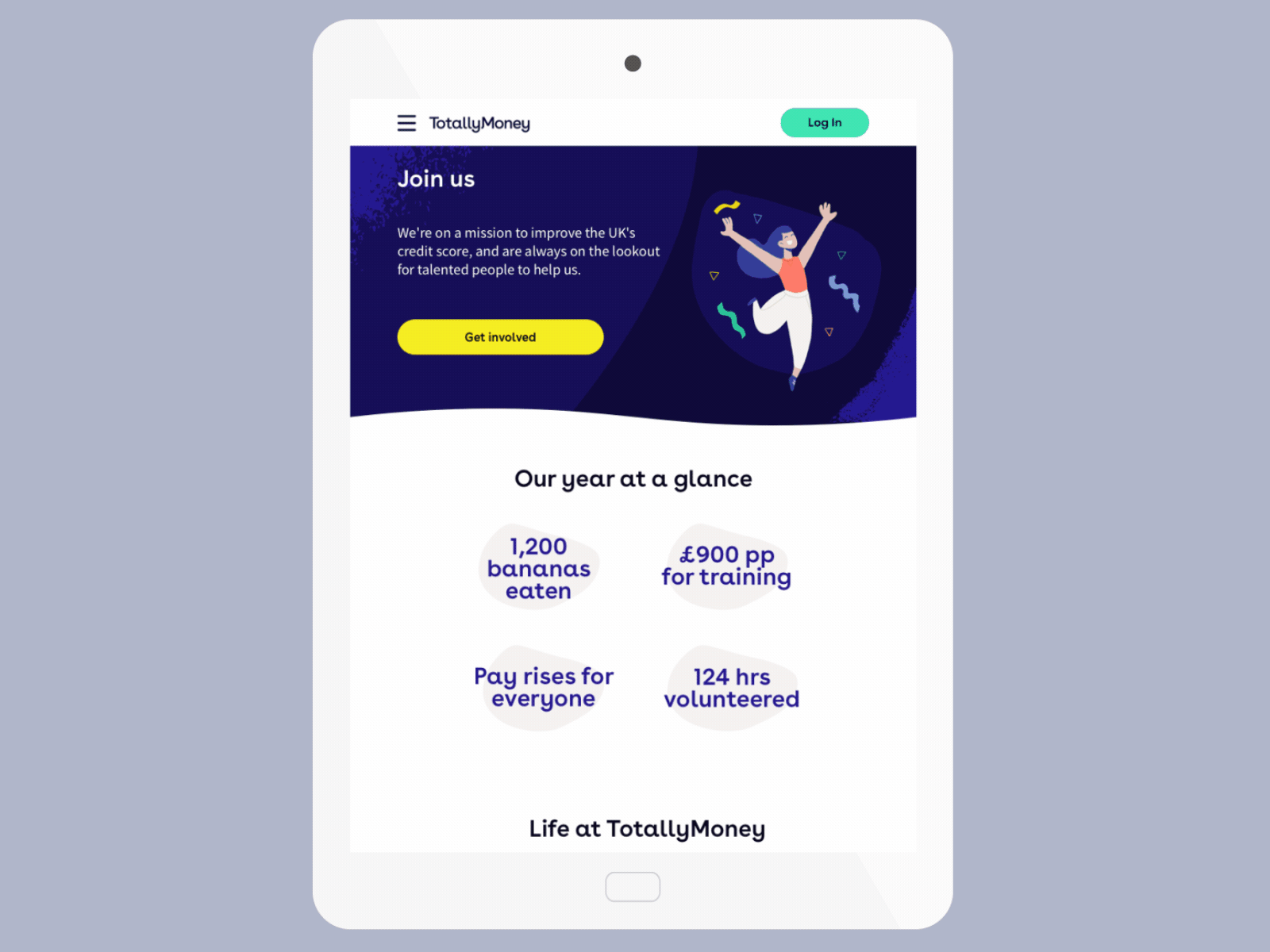 TotallyMoney Careers Page branding ui ux visual design website