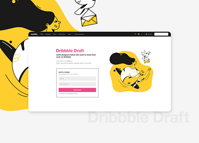 Dribbble Draft, Invite Freind, Redesign animation arabic daily 100 daily ui deisgn design draw graphic design illustration typography ui ux web