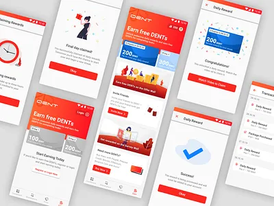 DENT 2.3 – Earn free DENTs app bonus card cards challange coin confetti crypto crypto currency cryptocurrency currency daily daily reward design gamification gift prize reward ui unlock