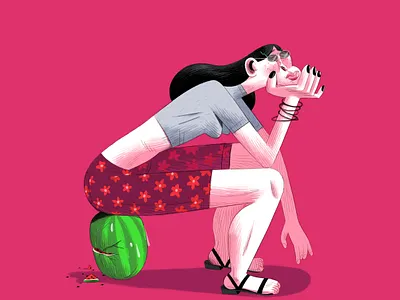 Summertime Sadness character character design girl girl illustration illustration pink sadness summer summertime sunglasses watermelon