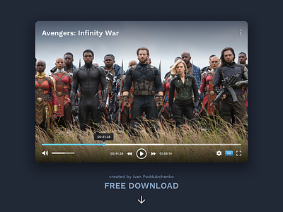 Free Video Player #DailyUI day #057 app controllers dailyui design free free download free sketch interface movie app player ui ux video video player web youtube