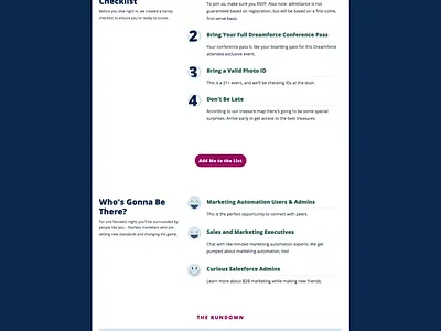Into the Blue - Landing Page Redesign events landing page registration page