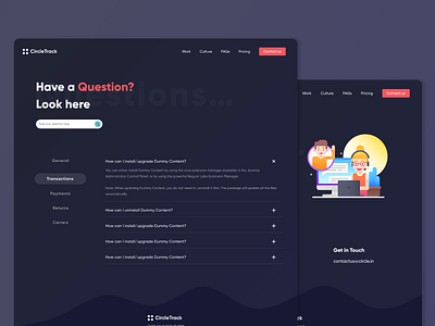 CircleTrack - FAQ contact contact us contacts design faq inspiration questions web
