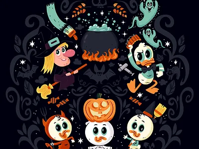 Trick or Treat cartoon character design digital art disney donald duck illustration
