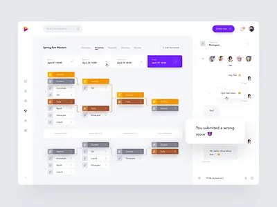 Tournament Brackets (eSports) app brackets chat clean cybersport dashboard esports game gaming interface ladder minimal product design site table tournament ui ux web website