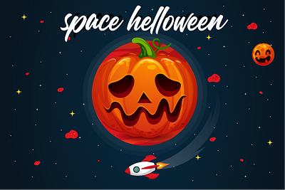 space helloween banner banner design illustration vector